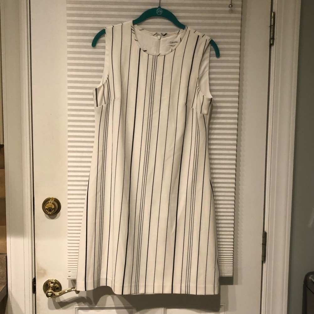 White and Navy Striped Calvin Klein Dress